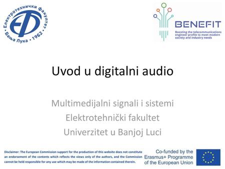 Uvod u digitalni audio Multimedijalni signali i sistemi