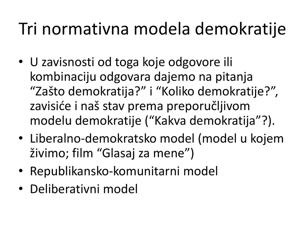 Tri normativna modela demokratije