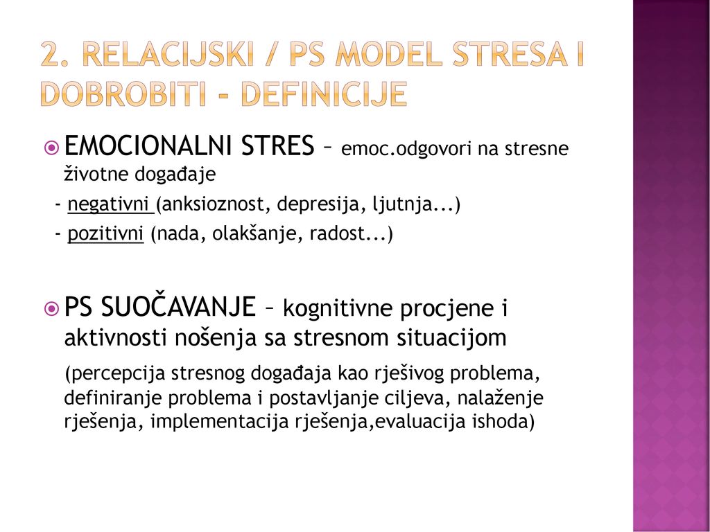 2. Relacijski / Ps model stresa i dobrobiti - definicije