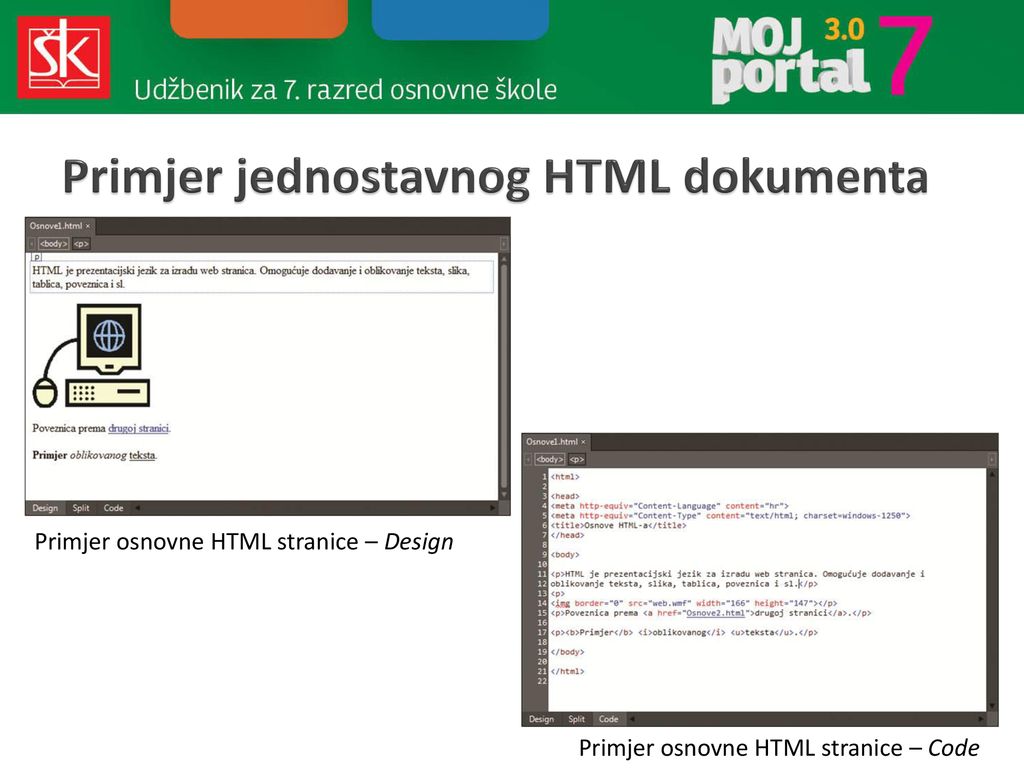 Primjer jednostavnog HTML dokumenta