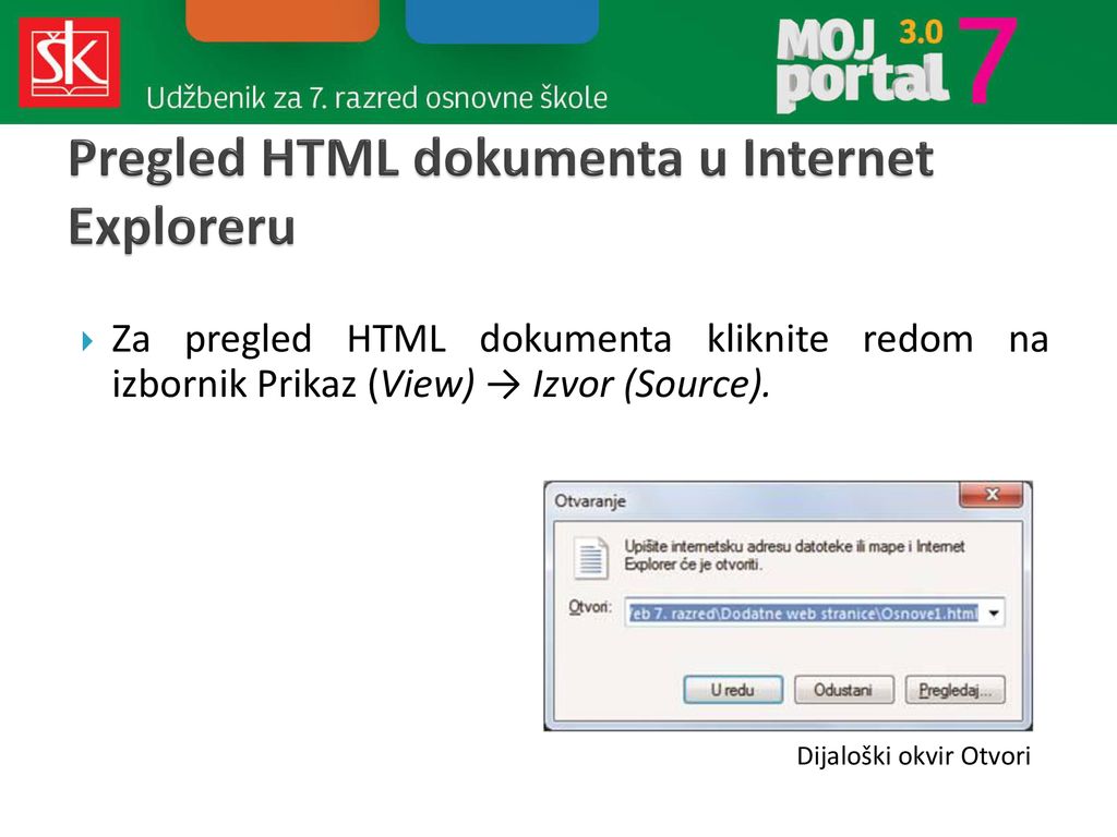 Pregled HTML dokumenta u Internet Exploreru