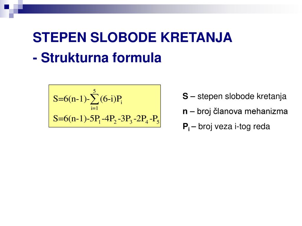 STEPEN SLOBODE KRETANJA - Strukturna formula
