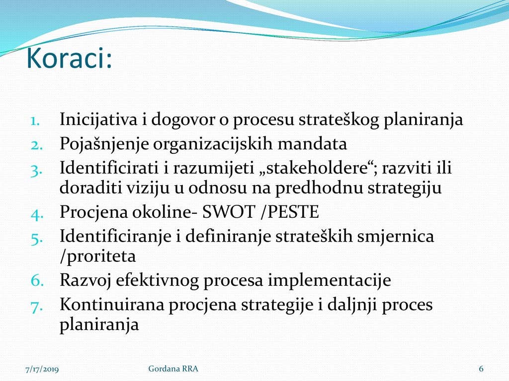 Koraci: Inicijativa i dogovor o procesu strateškog planiranja