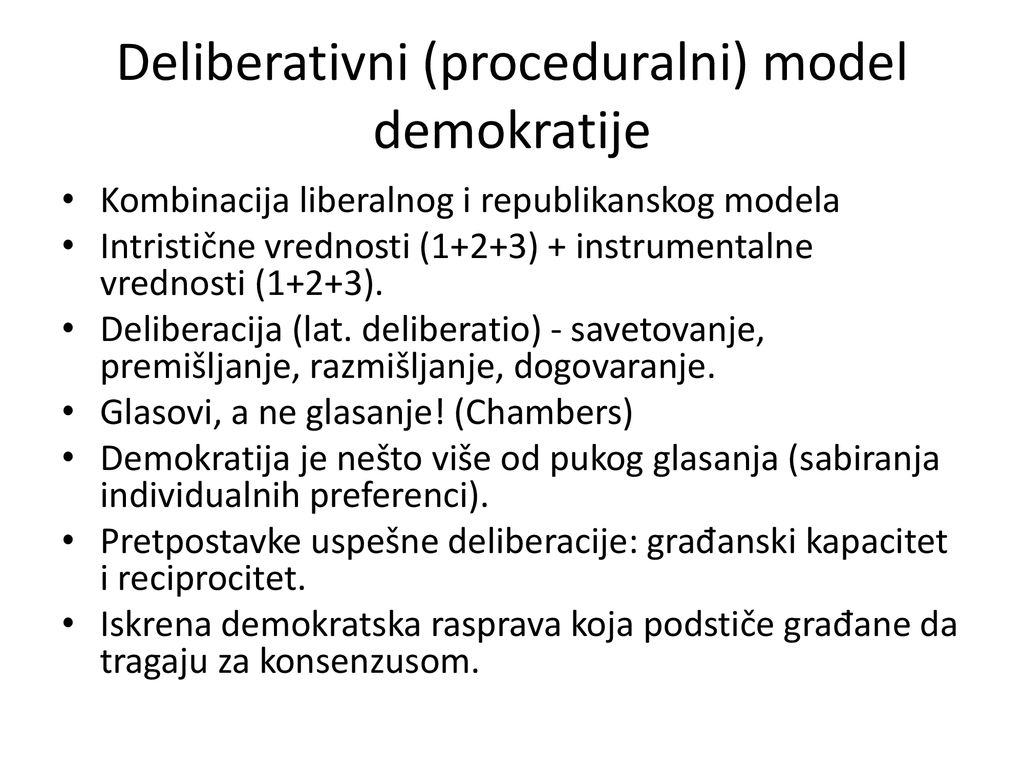 Deliberativni (proceduralni) model demokratije