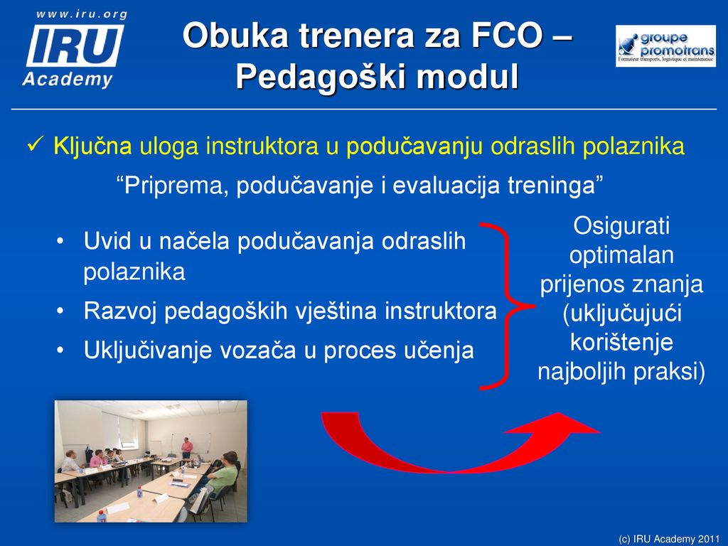 Obuka trenera za FCO –Pedagoški modul