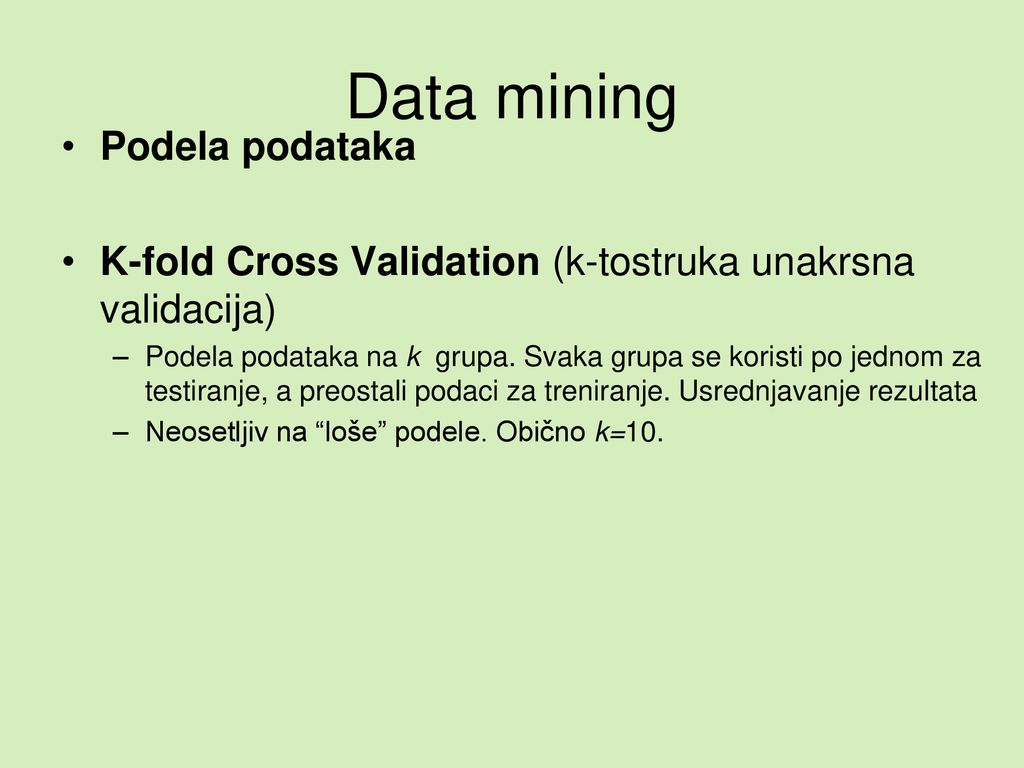 Data mining Podela podataka