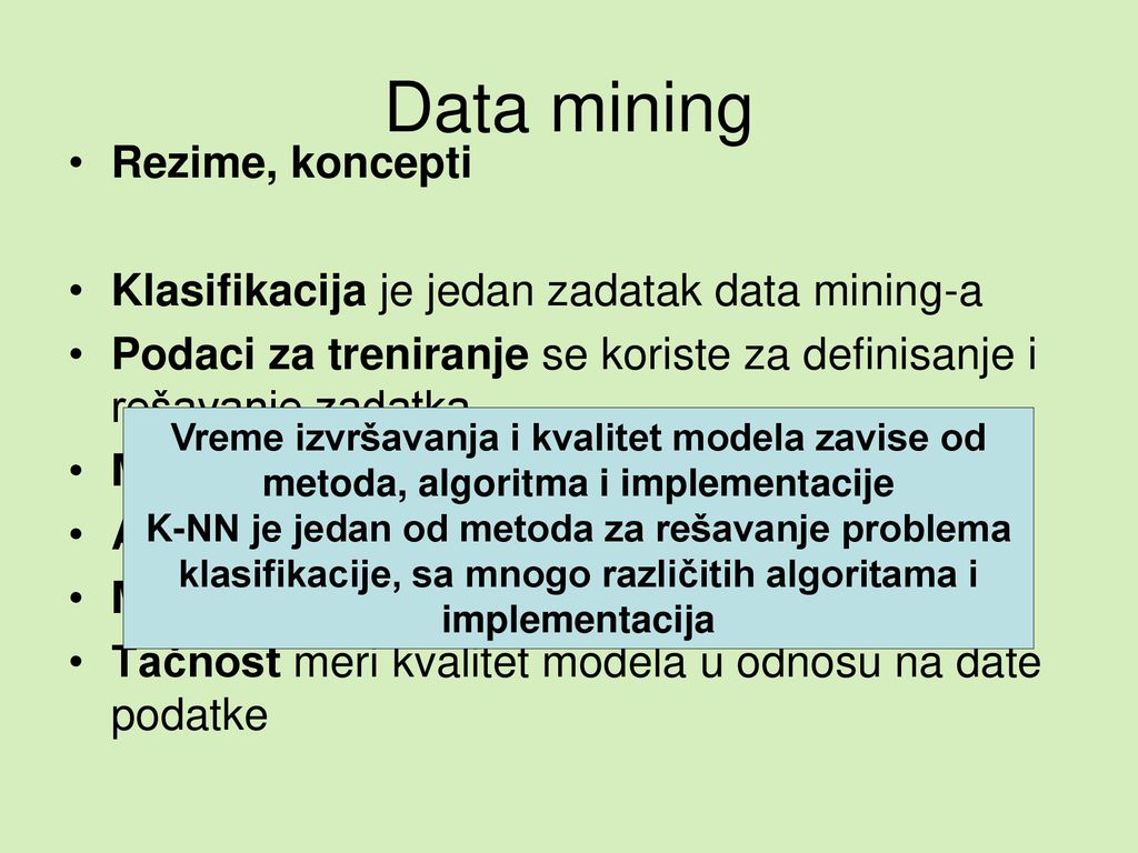 Data mining Rezime, koncepti