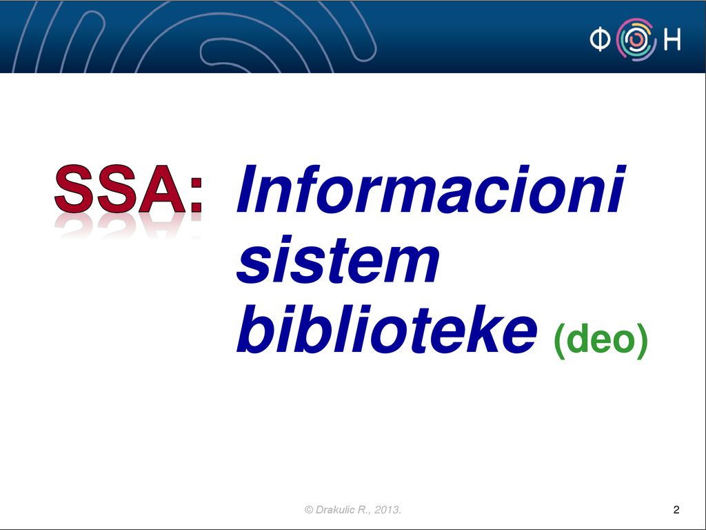 SSA: Informacioni sistem biblioteke (deo)
