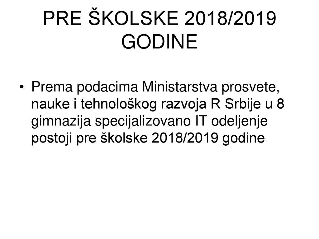 PRE ŠKOLSKE 2018/2019 GODINE