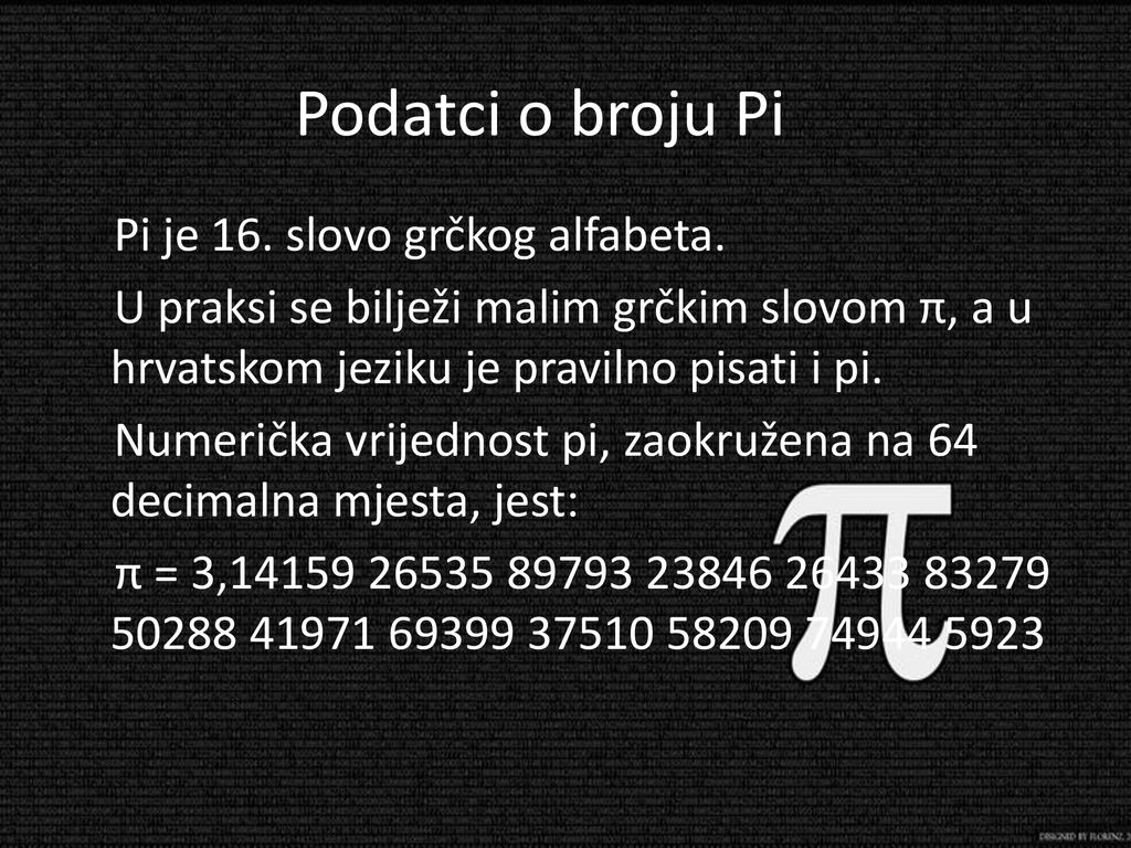 Podatci o broju Pi