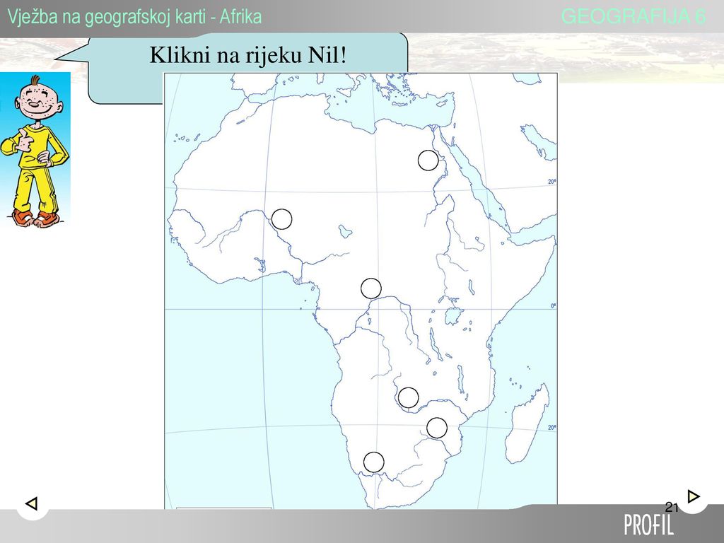 Klikni na rijeku Nil! Vježba na geografskoj karti - Afrika
