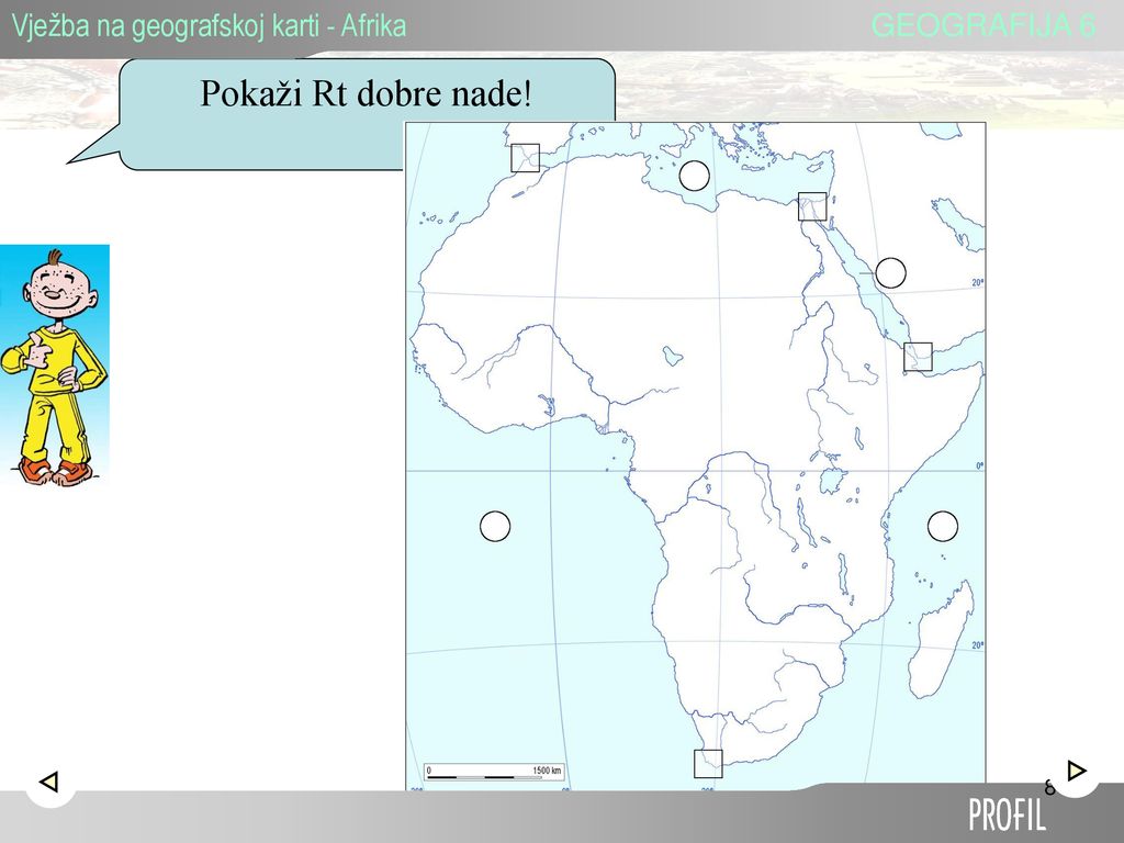 Pokaži Rt dobre nade! Vježba na geografskoj karti - Afrika