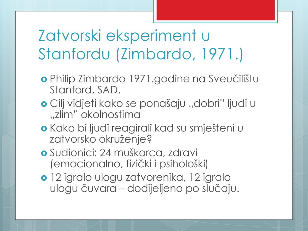 Zatvorski eksperiment u Stanfordu (Zimbardo, 1971.)
