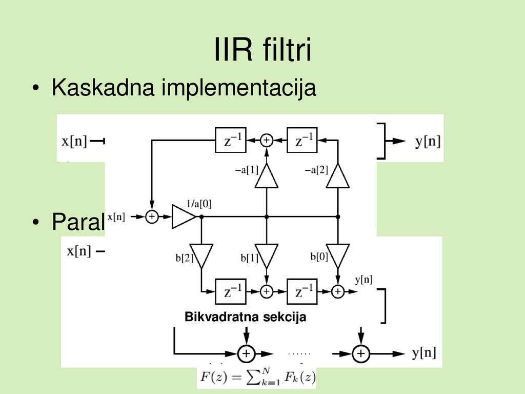 IIR filtri Kaskadna implementacija Paralelna implementacija