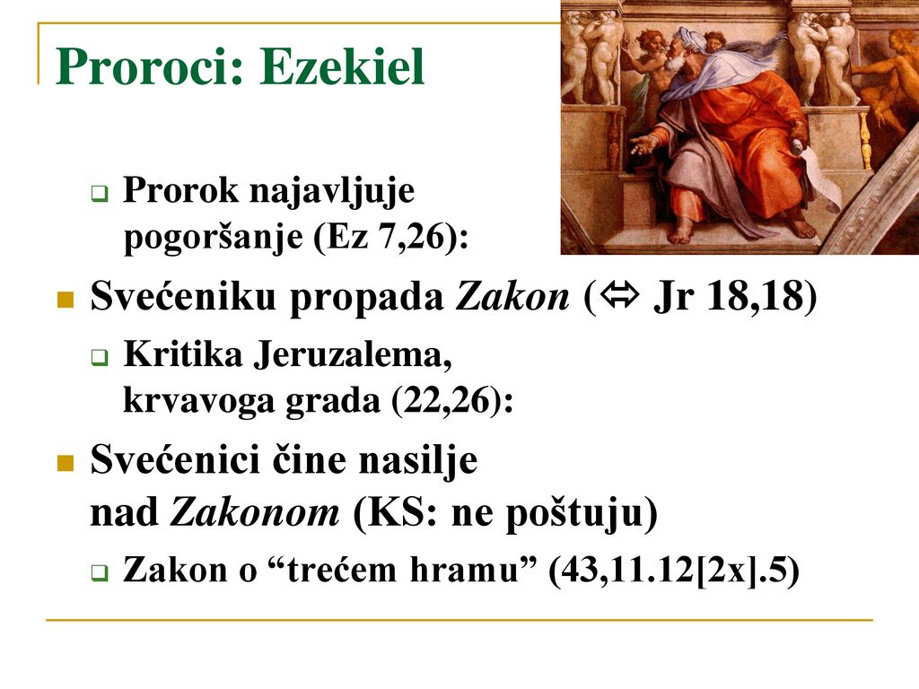 Proroci: Ezekiel Svećeniku propada Zakon ( Jr 18,18)