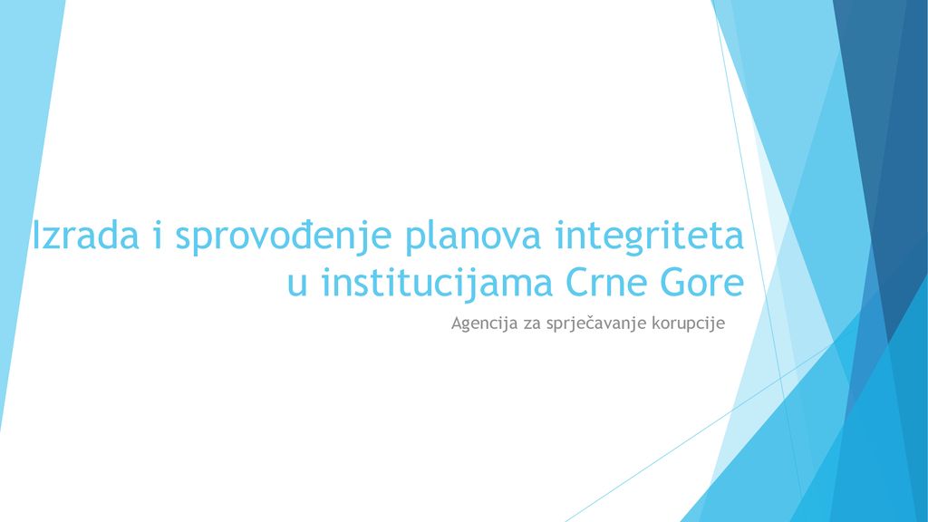 Izrada i sprovođenje planova integriteta u institucijama Crne Gore
