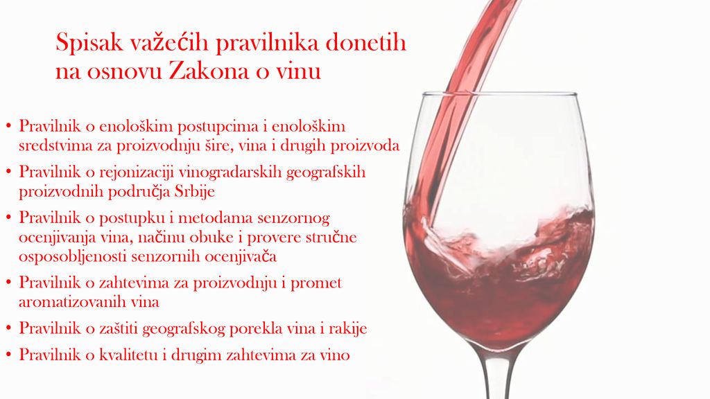 Spisak važećih pravilnika donetih na osnovu Zakona o vinu