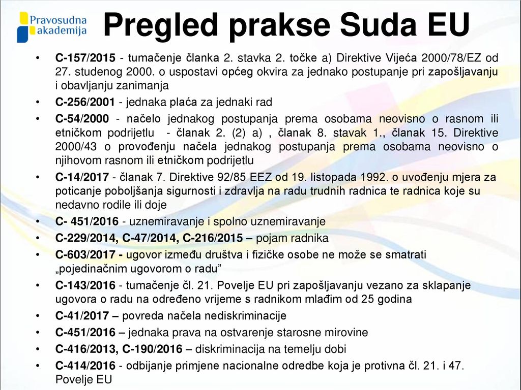 Pregled prakse Suda EU