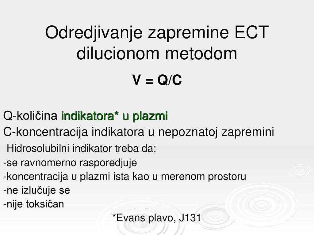 Odredjivanje zapremine ECT dilucionom metodom