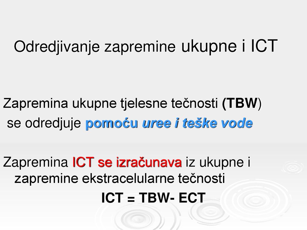 Odredjivanje zapremine ukupne i ICT