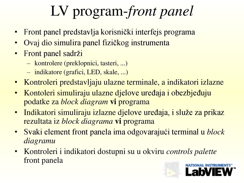 LV program-front panel