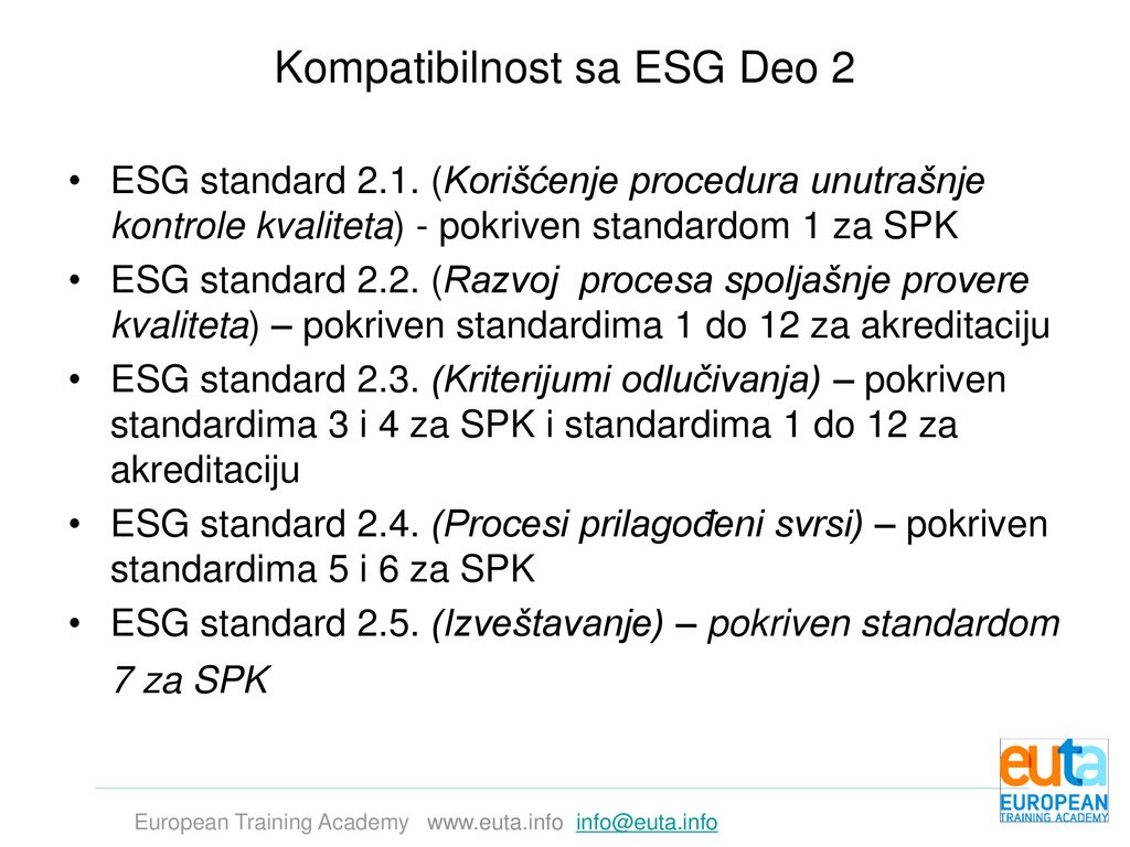 Kompatibilnost sa ESG Deo 2