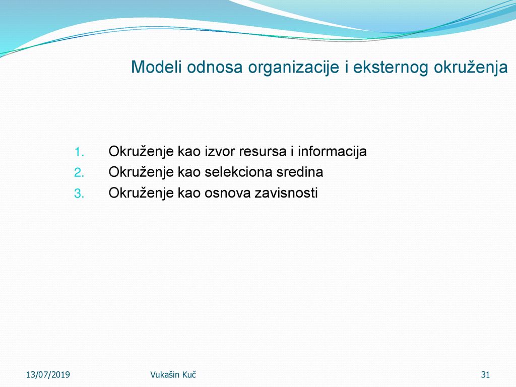Modeli odnosa organizacije i eksternog okruženja