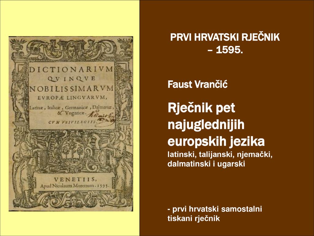 PRVI HRVATSKI RJEČNIK – 1595.