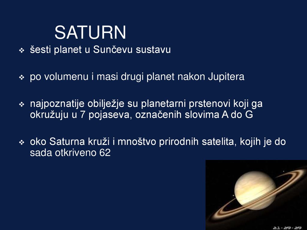 SATURN šesti planet u Sunčevu sustavu
