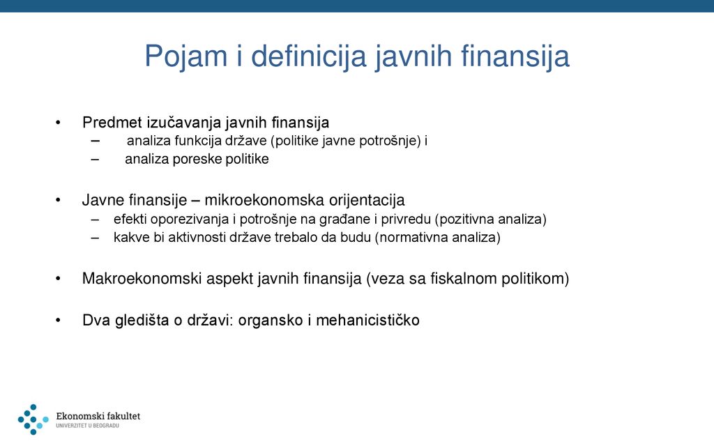 Pojam i definicija javnih finansija