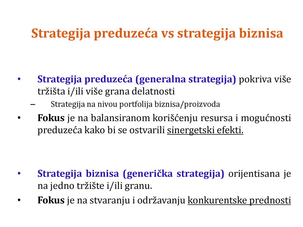 Strategija preduzeća vs strategija biznisa