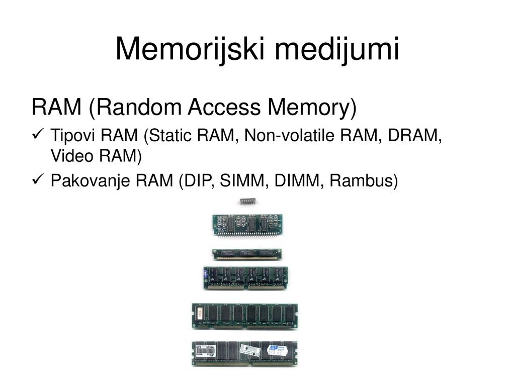 Memorijski medijumi RAM (Random Access Memory)