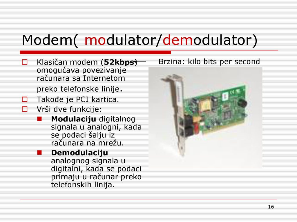 Modem( modulator/demodulator)