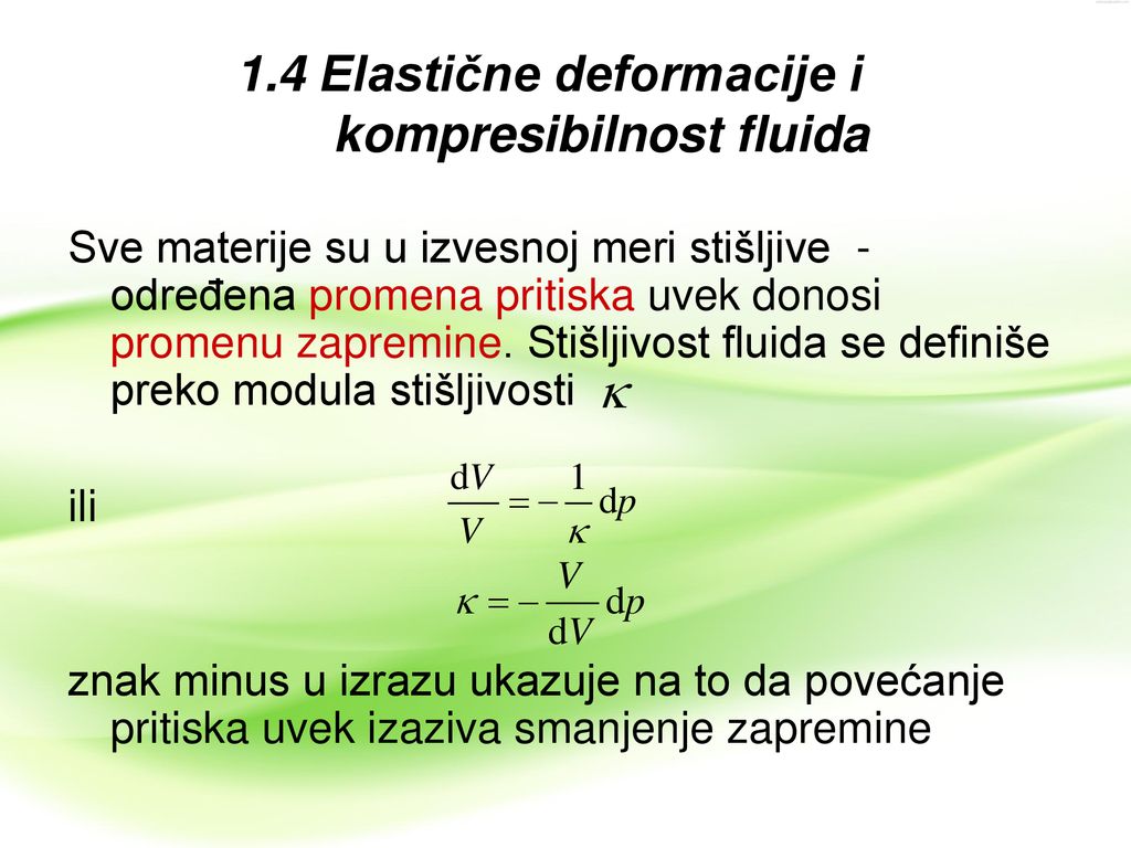 1.4 Elastične deformacije i kompresibilnost fluida