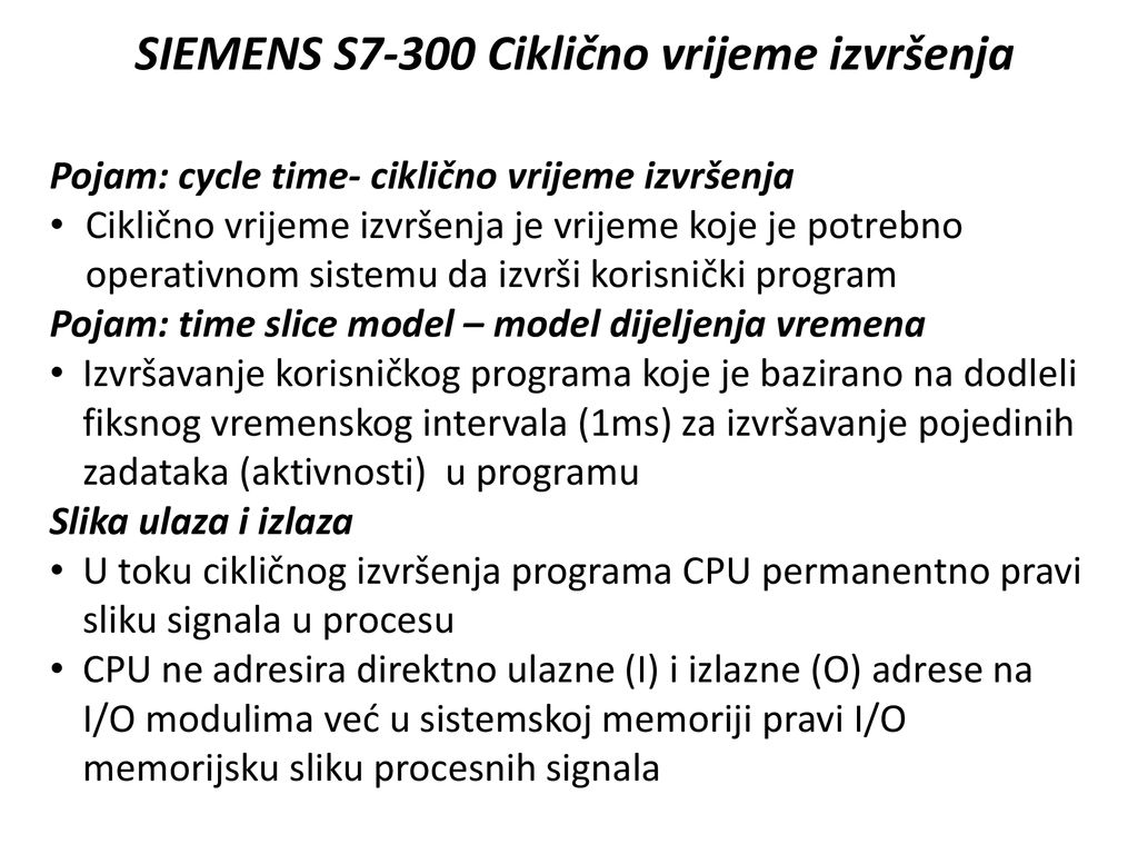 SIEMENS S7-300 Ciklično vrijeme izvršenja