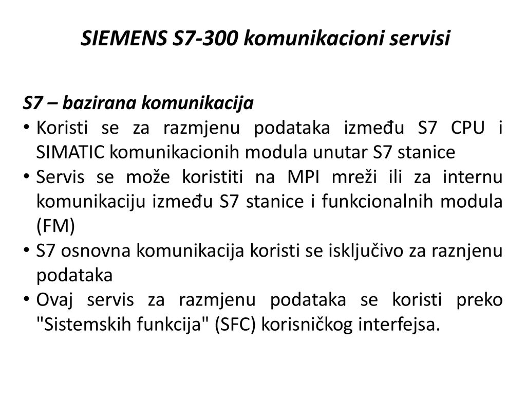 SIEMENS S7-300 komunikacioni servisi