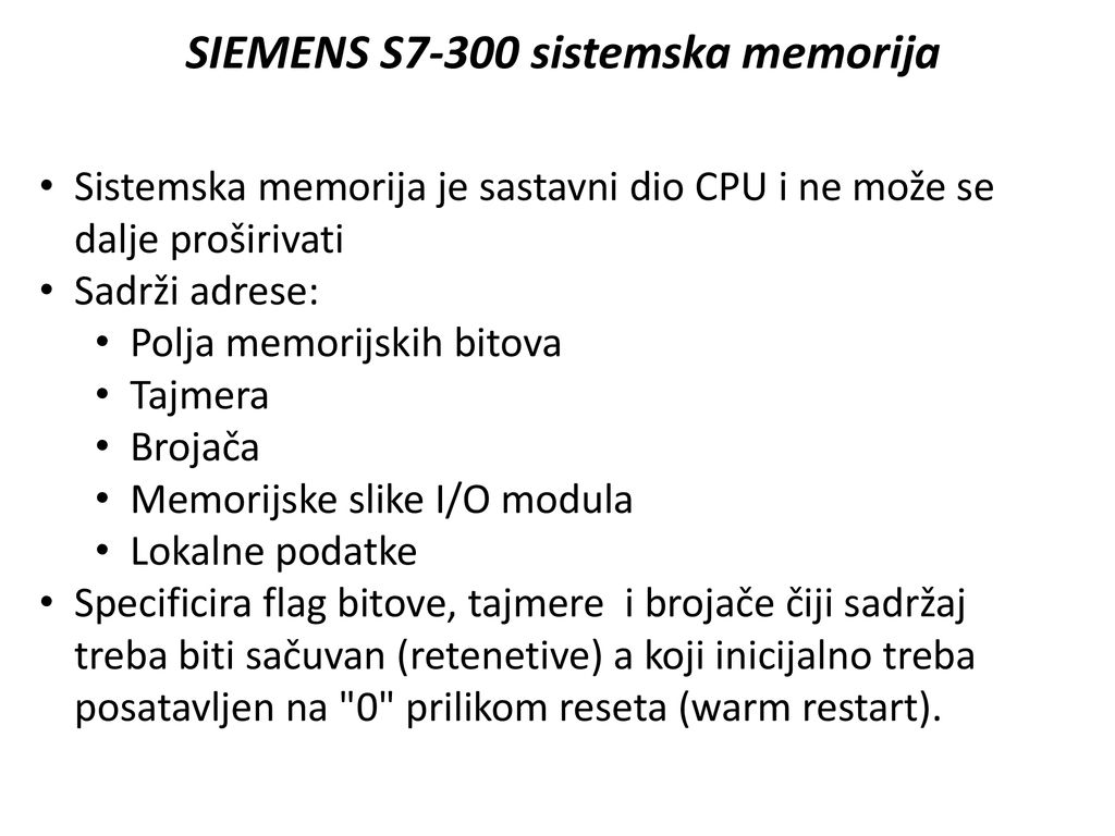 SIEMENS S7-300 sistemska memorija
