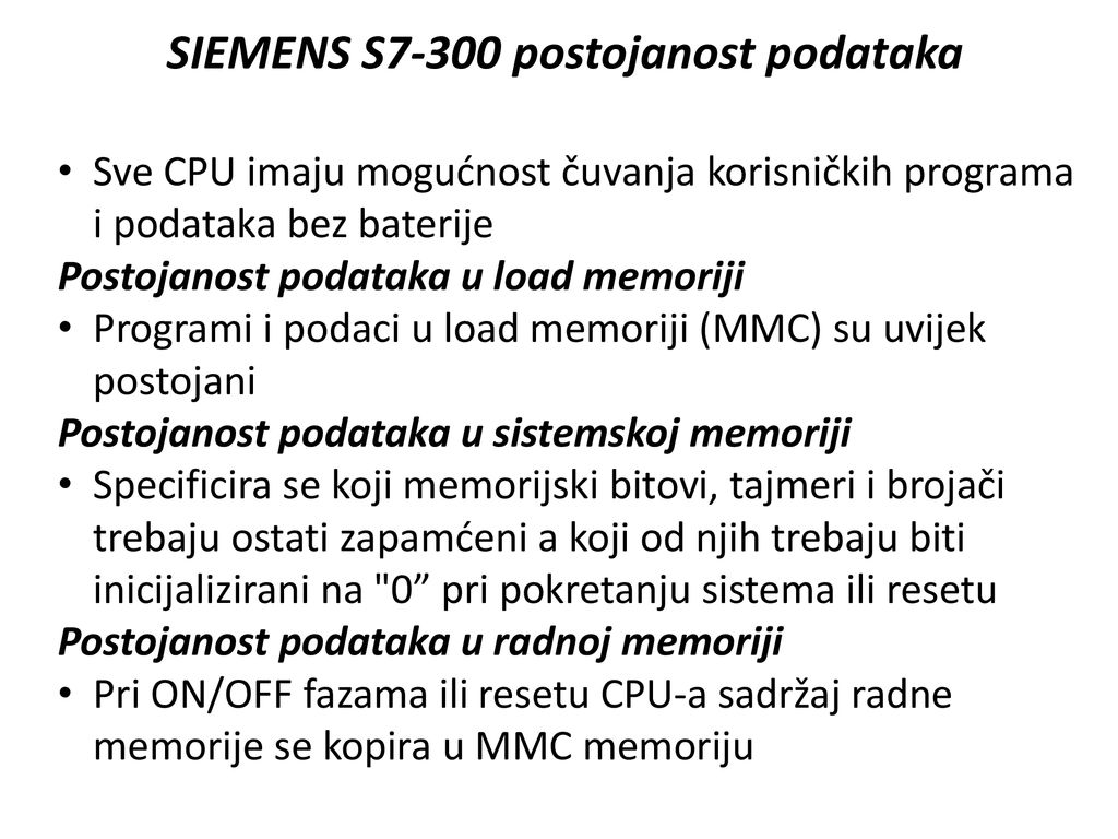SIEMENS S7-300 postojanost podataka
