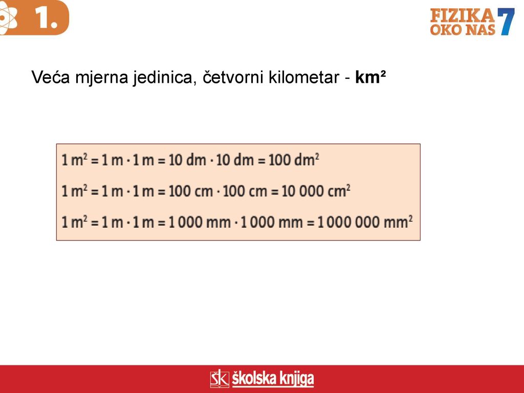 Veća mjerna jedinica, četvorni kilometar - km²