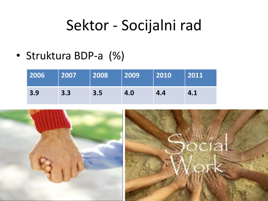 Sektor - Socijalni rad Struktura BDP-a (%)