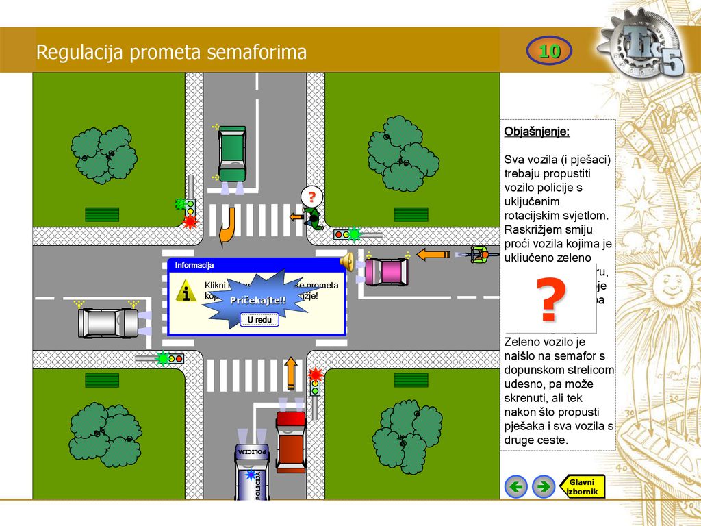Regulacija prometa semaforima i 10   Objašnjenje:
