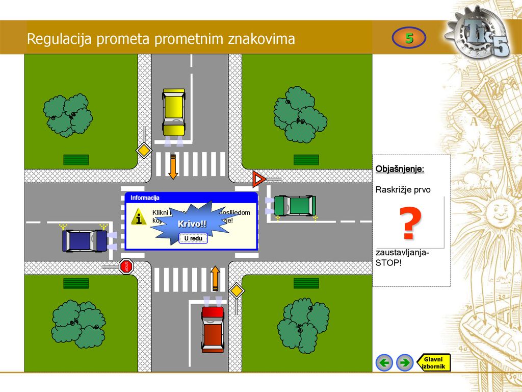 Regulacija prometa prometnim znakovima i 5   Objašnjenje: