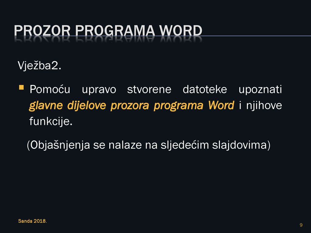 Prozor programa Word Vježba2.
