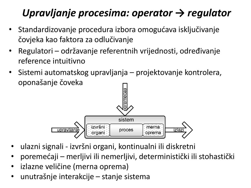 Upravljanje procesima: operator → regulator