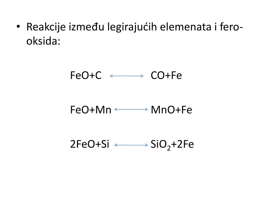 Reakcije između legirajućih elemenata i fero-oksida:
