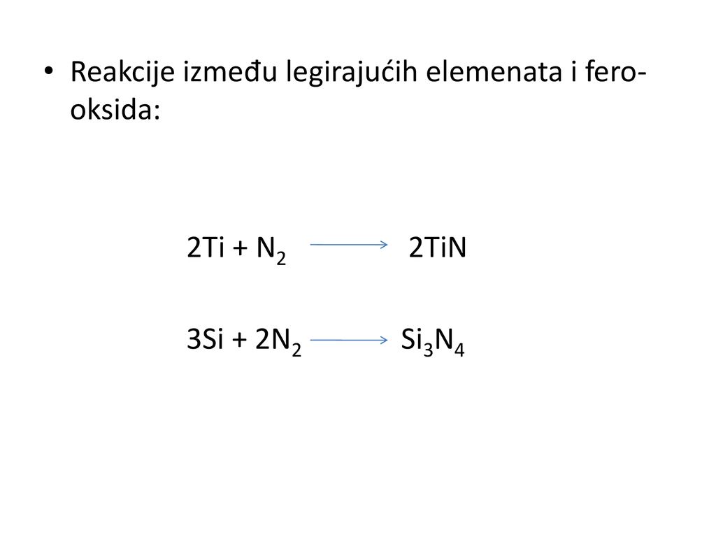 Reakcije između legirajućih elemenata i fero-oksida: