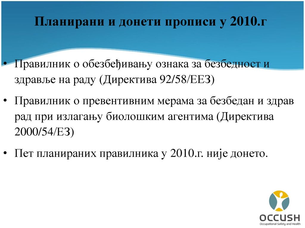 Планирани и донети прописи у 2010.г