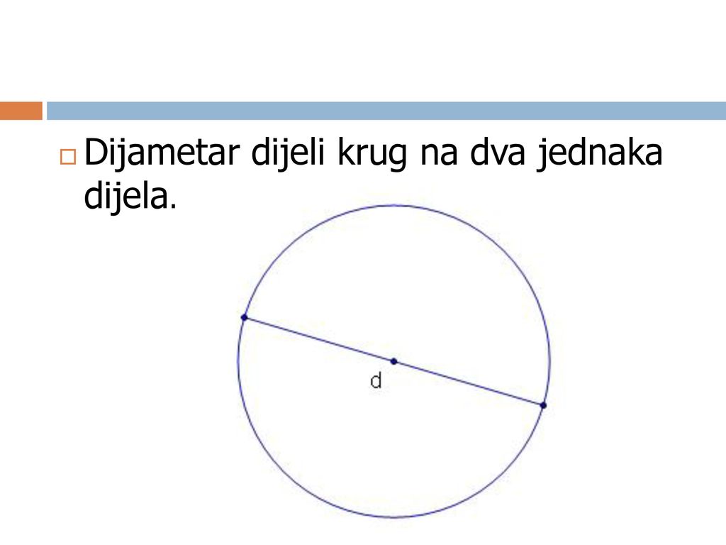 Dijametar dijeli krug na dva jednaka dijela.