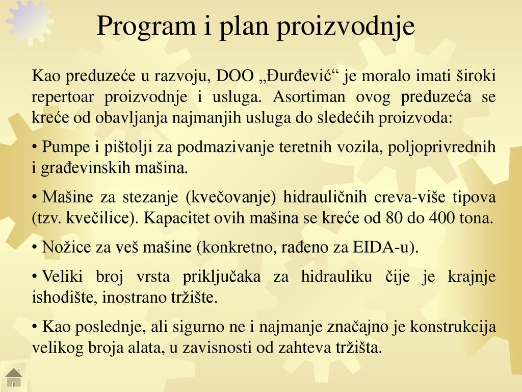 Program i plan proizvodnje