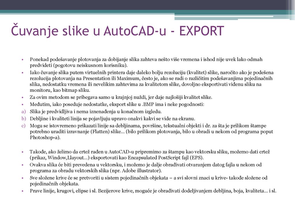 Čuvanje slike u AutoCAD-u - EXPORT